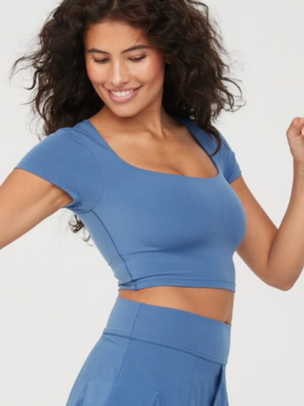 Aerie Offline Real Me Square Neck Short Sleeve Crop Top